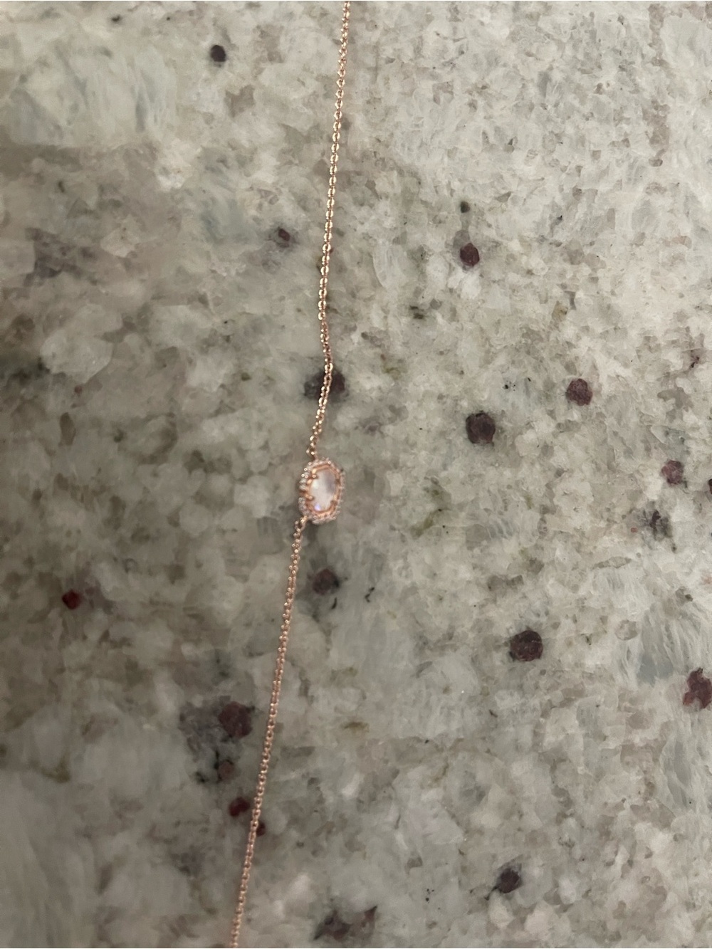 Kendra Scott Rose Gold Necklace with Pale Pink Oval Stone